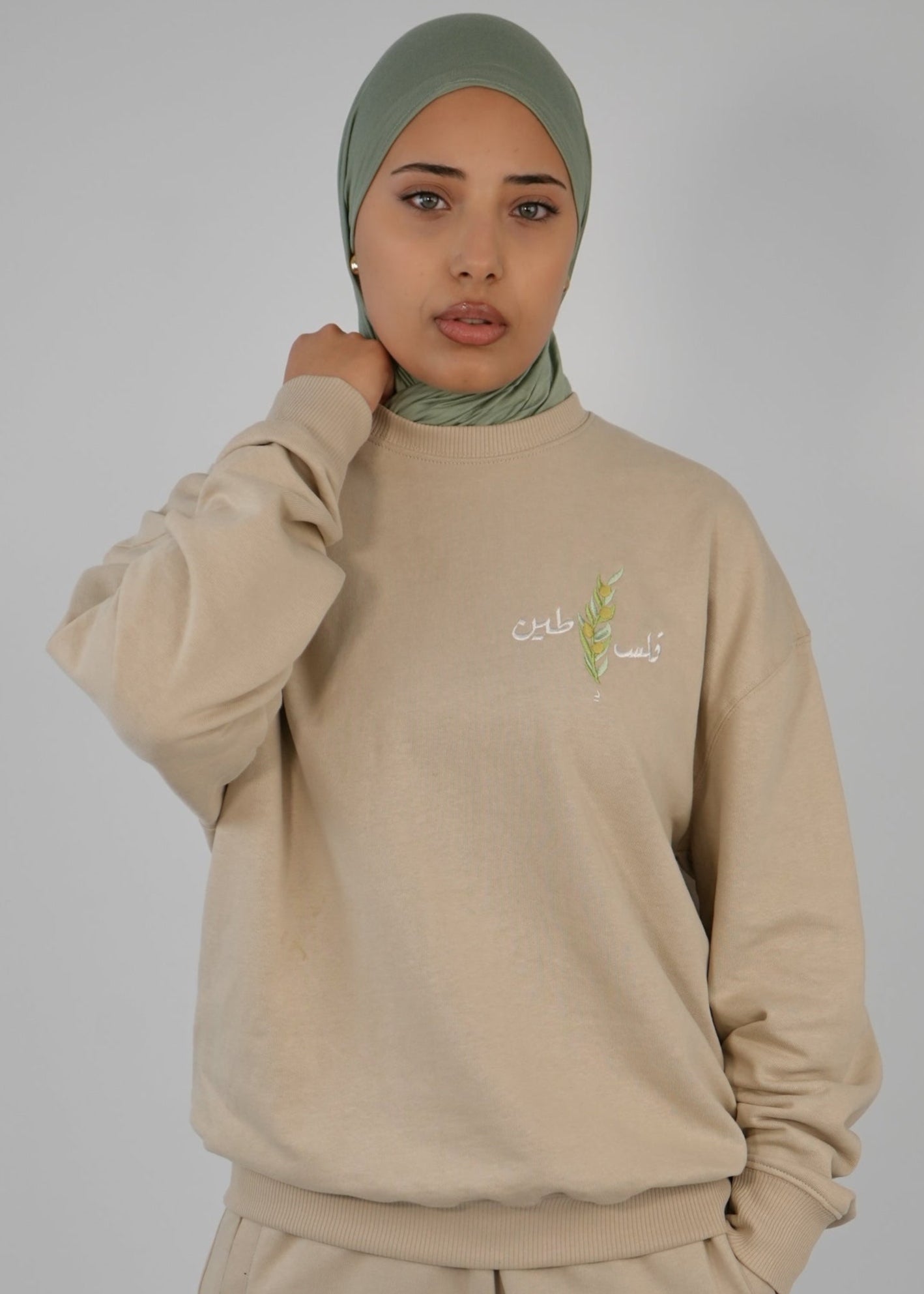 Olive Stick Sweatshirt | Beige | m/f