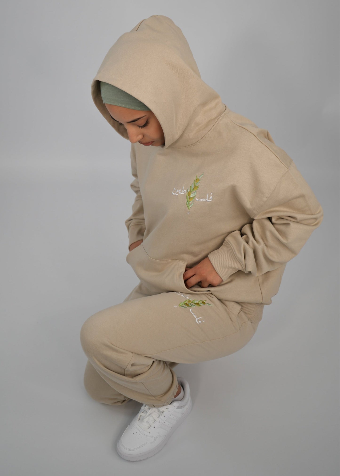 Olive Stick Hoodie | Beige | m/f